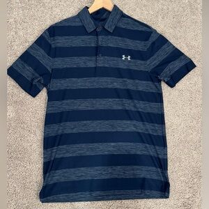 Under Armour Navy Blue Striped Golf Shirt